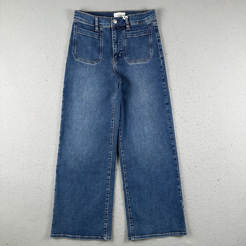 NWT Frame Le Slim‎ Palazzo High Rise Wide Leg Jeans Women's 29 Blue Denim $298